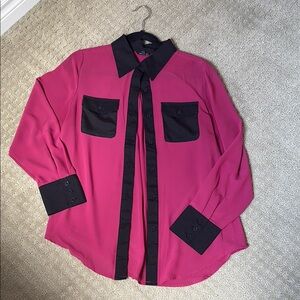 Pink and Black chiffon Blouse